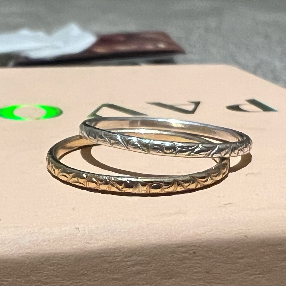 Etched dainty rings